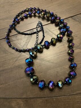 Practical Magic Vibe- Czech Glass Bead Necklace- Vintage mercury glass beads